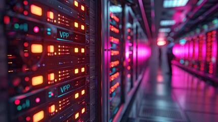 Fototapeta premium Server Room with VPP Lights