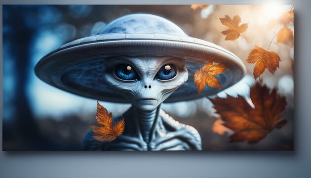 UFO and alien images in the form of different compositions created with artificial intelligence.
