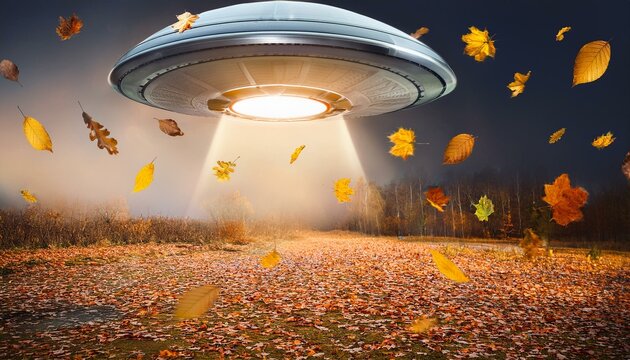 UFO and alien images in the form of different compositions created with artificial intelligence.