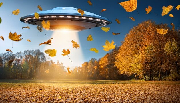 UFO and alien images in the form of different compositions created with artificial intelligence.