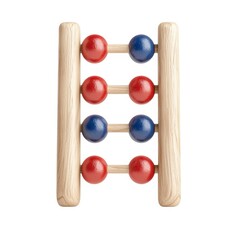 A colorful wooden abacus featuring red and blue beads, designed for counting and educational play...