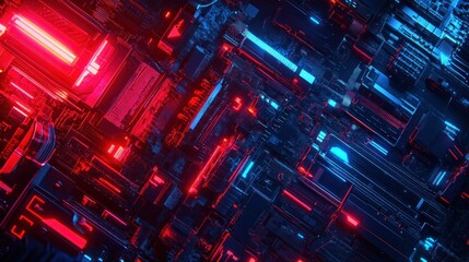 Fototapeta premium Background gaming abstract neon theme cyberpunk red and blue dynamic technology background wallpaper AI generated image