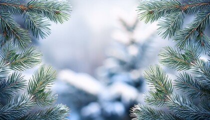 Obraz premium Winter background with pine branches. Winter card design.