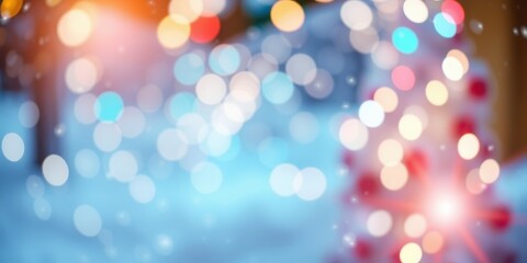 Fototapeta premium Abstract bokeh background with festive and celebratory lights, shimmering and dancing, creating a magical and dreamy atmosphere.