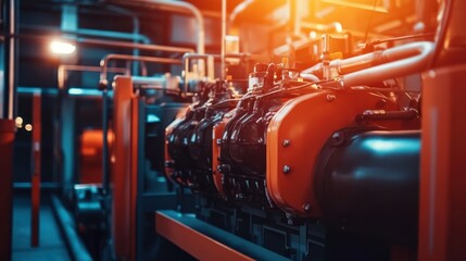 Big generator machine inside the building electrical emergency machine background wallpaper AI generated image
