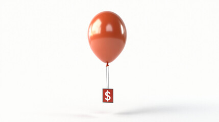 Red Balloon with Dollar Sign Tag Takes Flight