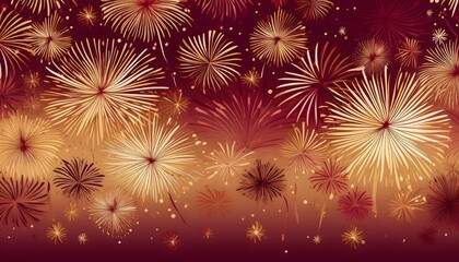 Fototapeta premium Golden and Red Fireworks Celebration: A Night Sky Spectacle