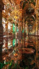Obraz premium A stunning palace of mirrors and light, showcasing vibrant rooms from different centuries