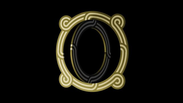 celtic knot georgian style transparent background for logo icon. 4K footage.