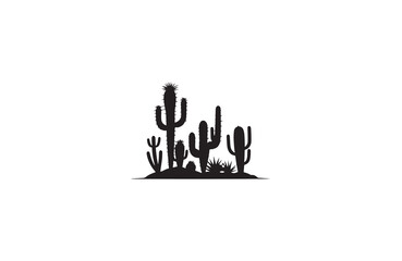 Cactus silhouette vector outline art illustration logo design
