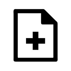 Obraz premium Icon of a document with a medical cross, symbolizing healthcare records or reports.