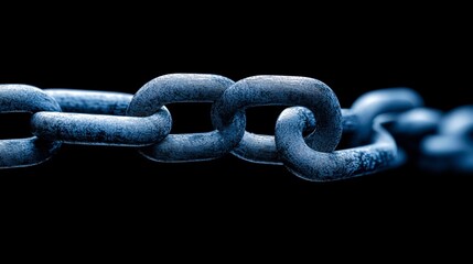 Fototapeta premium A close-up image of a metallic chain link, showcasing its texture and strength, This image can be used for themes of security, strength, or connection in various design, advertising