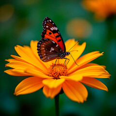 Naklejka premium butterfly on flower