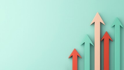 Market Digital for Market trends, pastel green up arrows and red down arrows, 3D illustration