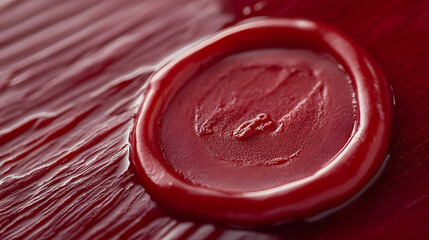A detailed close-up of an official red wax seal on a quality certificate symbolizing traditional craftsmanship and authenticity.