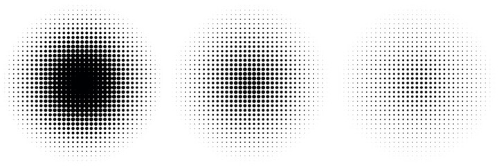 Halftone gradient. Dotted gradient, smooth dots spraying and halftones dot background seamless horizontal geometric pattern vector template set. unique dots modern circles