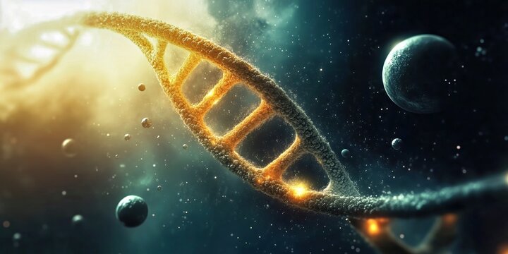 DNA Helix with Outer Space Theme - Powered by Adobe