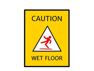 an isolated logo illustration used as a hygiene design element in the form of a wet floor warning in jpg format