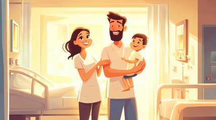Heartfelt Gratitude for Healthcare Workers in Cartoon Style