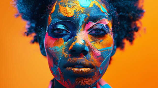 A stylish portrait of a haggard person, with creative abstract elements illustrating their psychological state