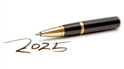 Fototapeta premium Close-Up of Writing the Year 2025 on Textured Paper