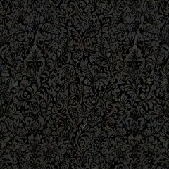 Background Illustration of seamless abstract black ornate floral vine pattern Generative AI 