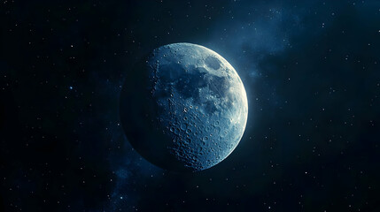 Obraz premium Crescent Moon and Stars in Space Illustration