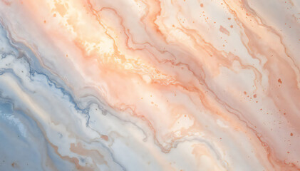Fototapeta premium Peach and blue marble texture with swirling patterns and veins