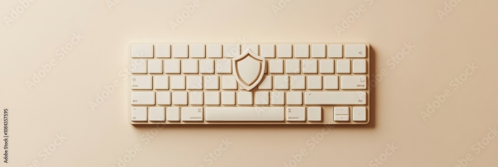 Aufkleber This sleek keyboard features a prominent shield symbol, emphasizing the focus on cybersecurity in modern technology. Generative AI
