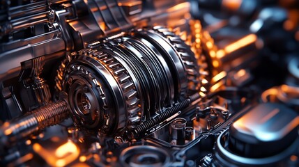 Fototapeta premium Close-Up Image of a Car Transmission Component Highlighting Precision Engineering and Automotive Technology
