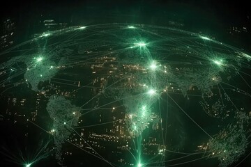 Fototapeta premium Green lit globe