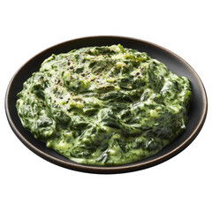 ULTRAREALISTIC UHD PHOTO OF CREAMED SPINACH, RICH AND CREAMY, PERFECT FOR THANKSGIVING DAY AND CHRISTMAS FOOD CELEBRATIONS