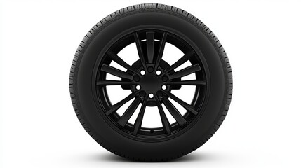 Obraz premium Car Tire with Aluminum Rim: Isolated on White Background PNG