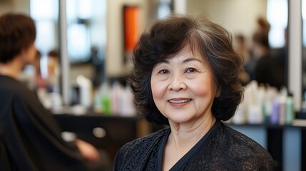 Haircut shag Asian old woman