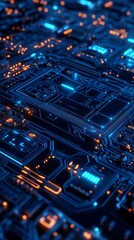 Obraz premium Closeup holographic projection of cityscape on handheld smartphone screen.