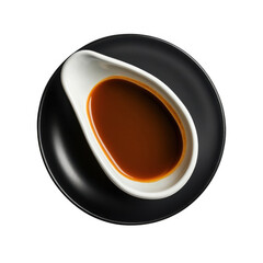 Ultrarealistic UHD black isolated gravy boat photo. Thanksgiving and Christmas Meals
