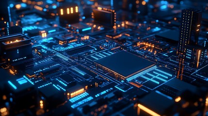 Obraz premium Glowing hologram of futuristic city on smartphone representing virtual architecture.