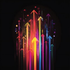 Fototapeta premium Arrows in vivid colors pointing upwards, a symbol of ambition.