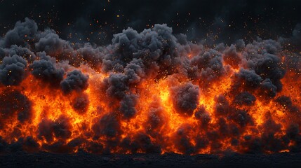 Fiery Inferno A Wall of Smoke and Flames