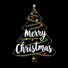 Merry christmas  typography on christmas tree
