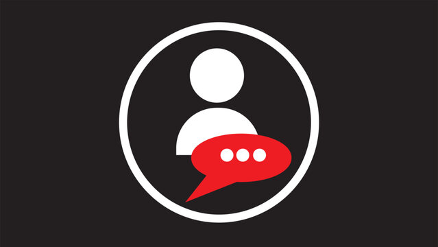 Abstract talk bubble speech icon. chat online symbol template. communication sing on black background.