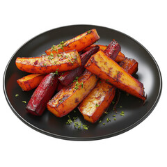 Ultrarealistic UHD Photo of Roasted Root Vegetables, Caramelized Carrots, Perfectly Garnished for Thanksgiving and Christmas Feast