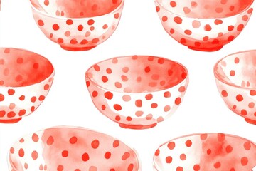 Polka Dot Bowls White Background