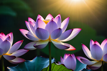Lotus flower blooming in the night. HD background