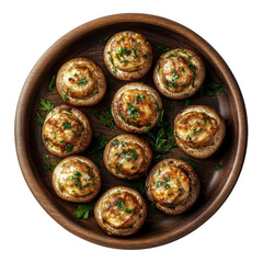 Ultrarealistic UHD Photo of Stuffed Mushrooms Filled with Savory Ingredients, Perfect Thanksgiving or Christmas Appetizer