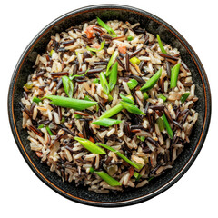 Ultrarealistic UHD Photo of Wild Rice Pilaf, Mixed with Herbs and Garnished, Perfect for Thanksgiving and Christmas Feasts