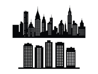 Fototapeta premium City Silhouette Vector Set Urban Skyline Panorama and Border Collection Architecture Design.