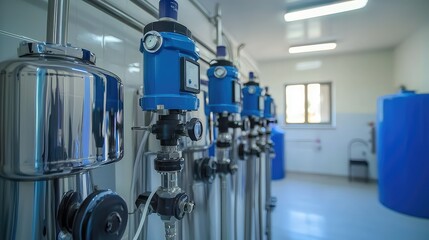 Obraz premium Advanced High-Tech Pump System in Water Treatment Facility
