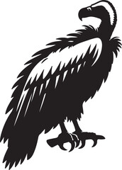 Vulture Silhouette Vector Art on White Background - Scavenger Bird Icon Design

