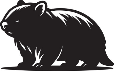 MobileWombat Silhouette Vector Art on White Background - Adorable Australian Animal Icon Design

